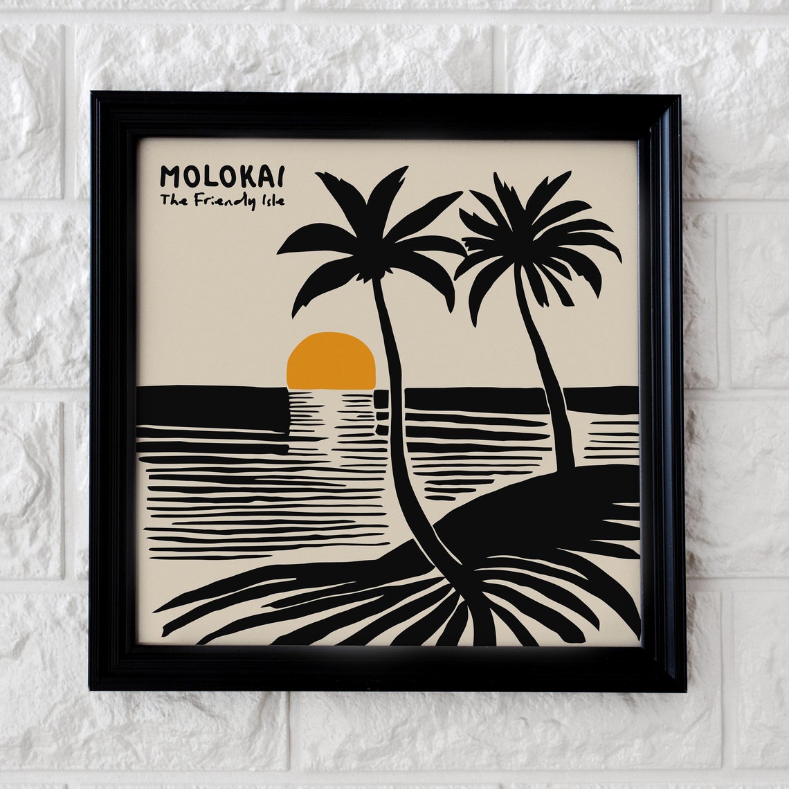 Molokai The Friendly Isle Sunset Palm Beach Square Art Poster