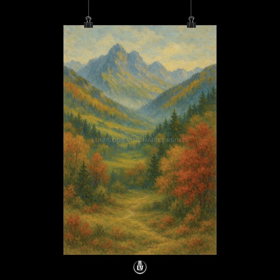 Autumn Landscape Poster Fall Wall Art Nature Decor Mountain Print Scenic Home Cozy Living Room Artwork Apls 7