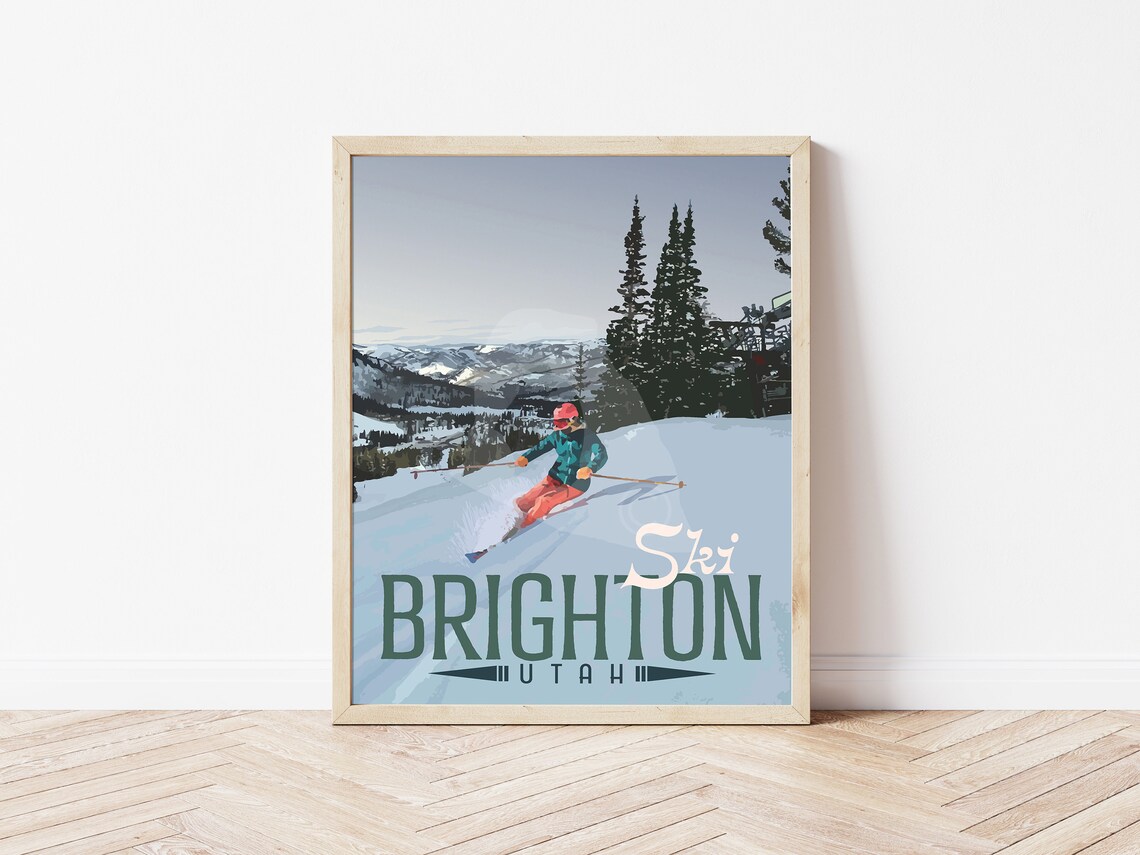 Utah Ski Poster, Mountain Art Print