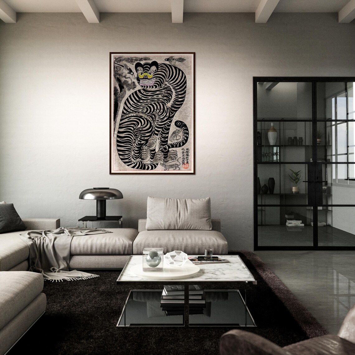 Japanese Tiger Ukiyo-E Moonlight Art Print - Image 3