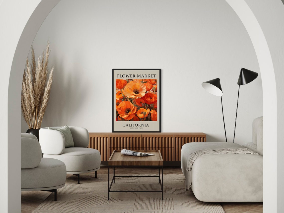 California Poppy, Boho Floral Art Print - Image 4