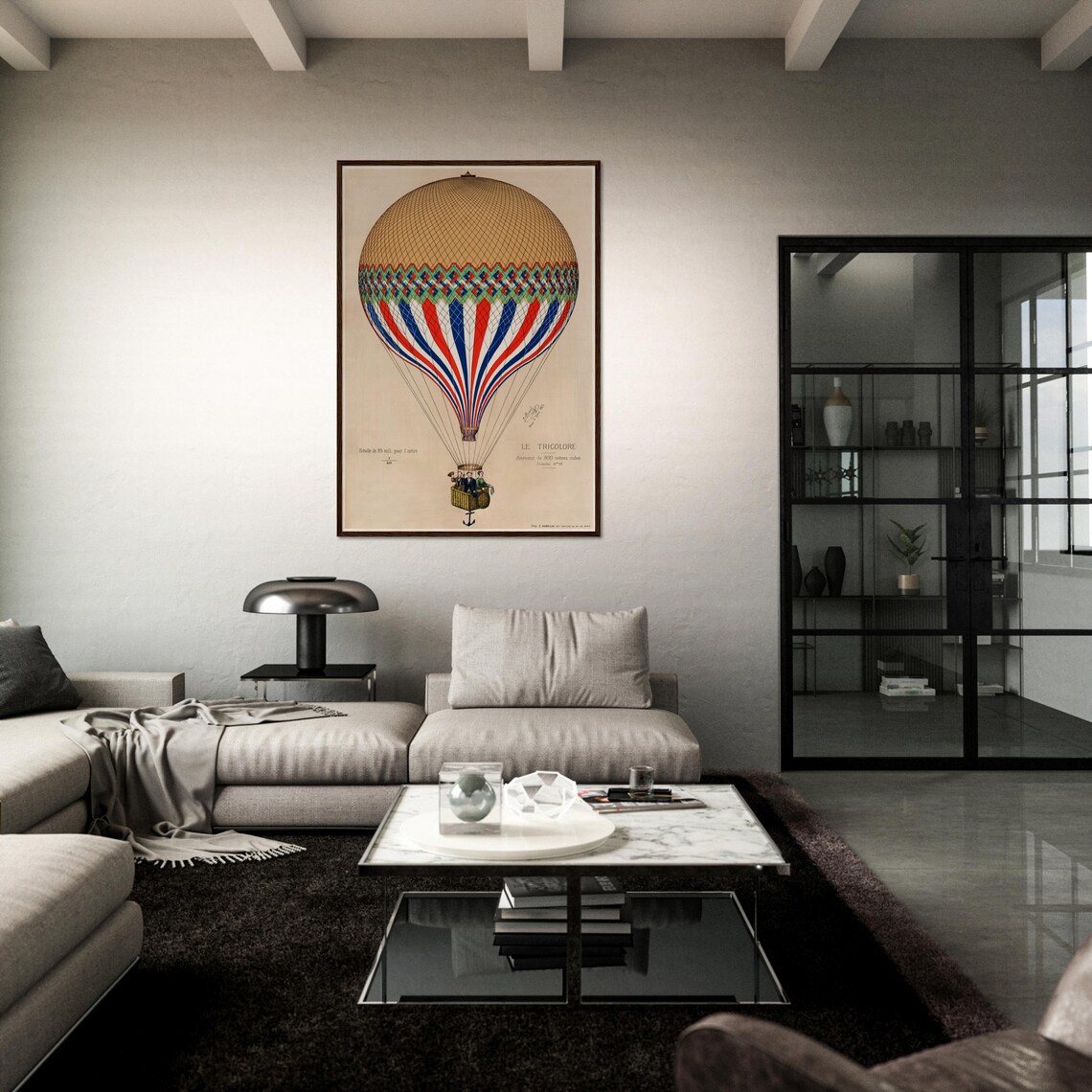 Hot Air Balloon Print, Vintage French Home Decor - Image 3