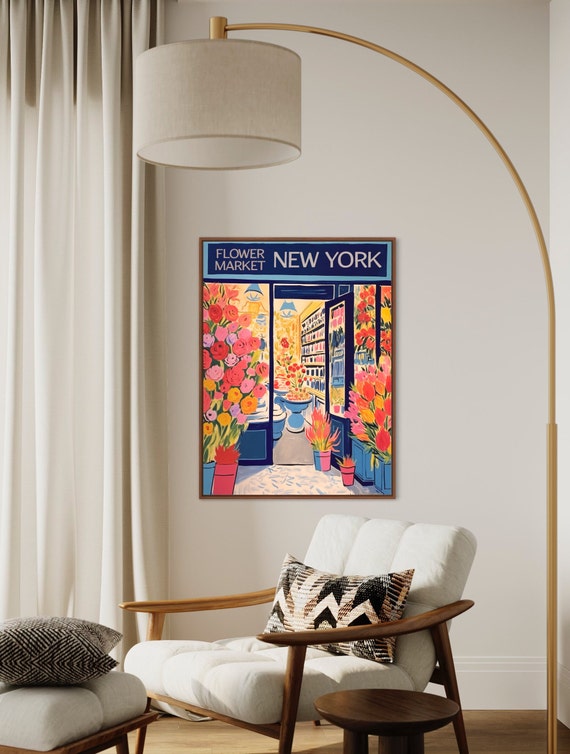 Flower Market Print, Vintage Botanical Decor