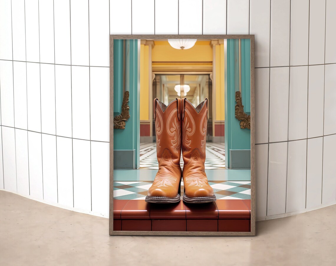 Western Cowboy Boots Vintage Style Art Print
