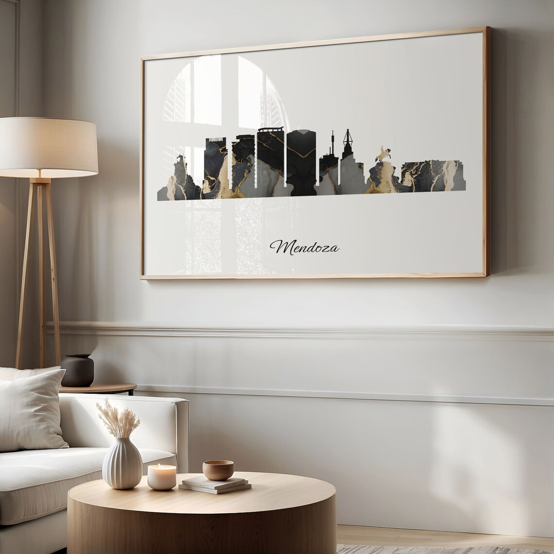 Mendoza Argentina Marble Skyline Black Gold Minimalist Cityscape Poster - Image 2