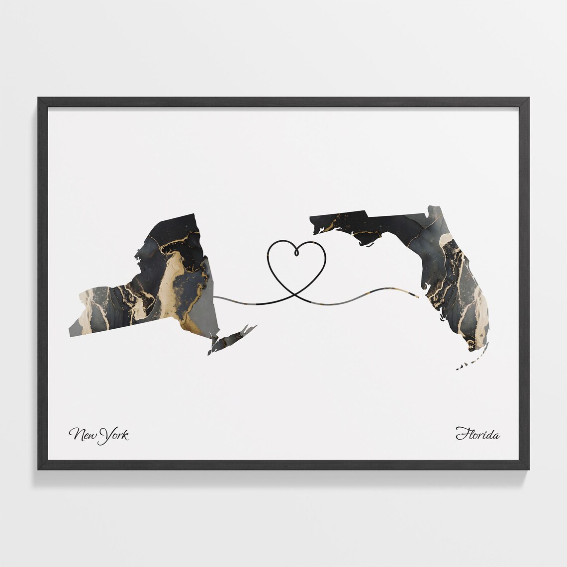 New York to Florida Travel Map Poster