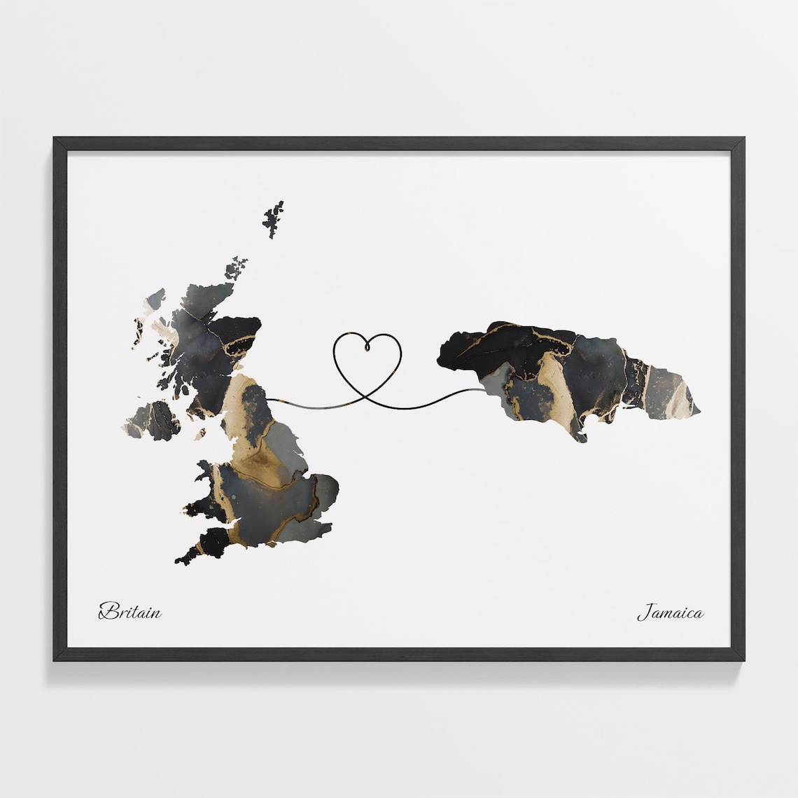 Britain To Jamaica Map Poster, Global Love Travel