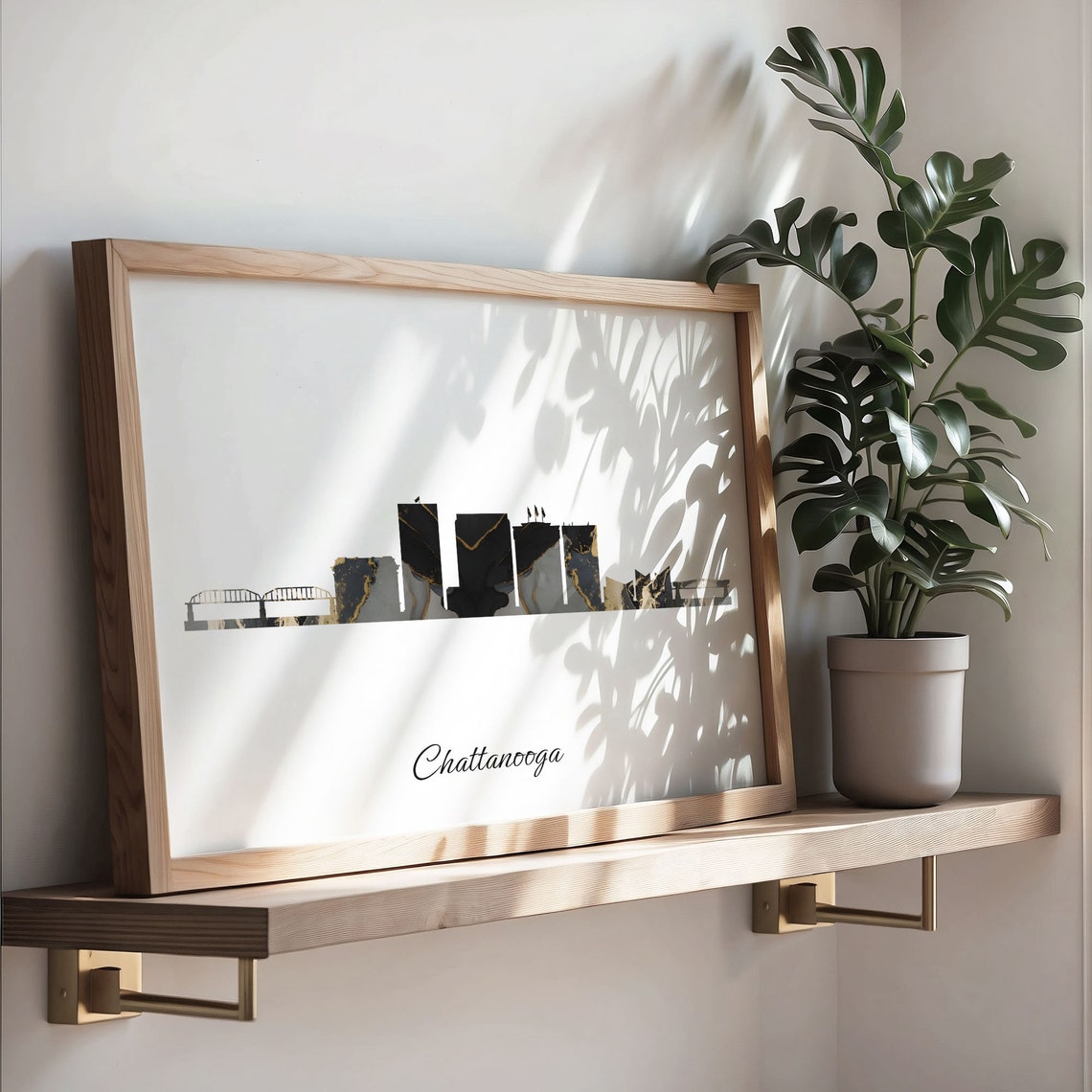 Chattanooga Luxury Black Gold Marble City Skyline Silhouette Poster - Image 3