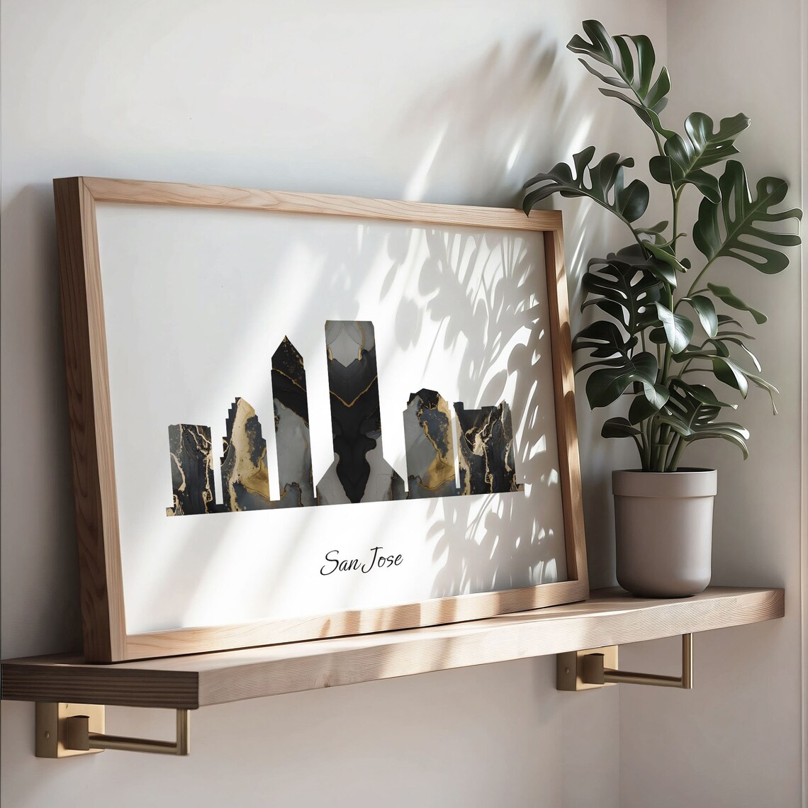 San Jose Luxury Black Gold Marble City Skyline Silhouette Poster - Image 3