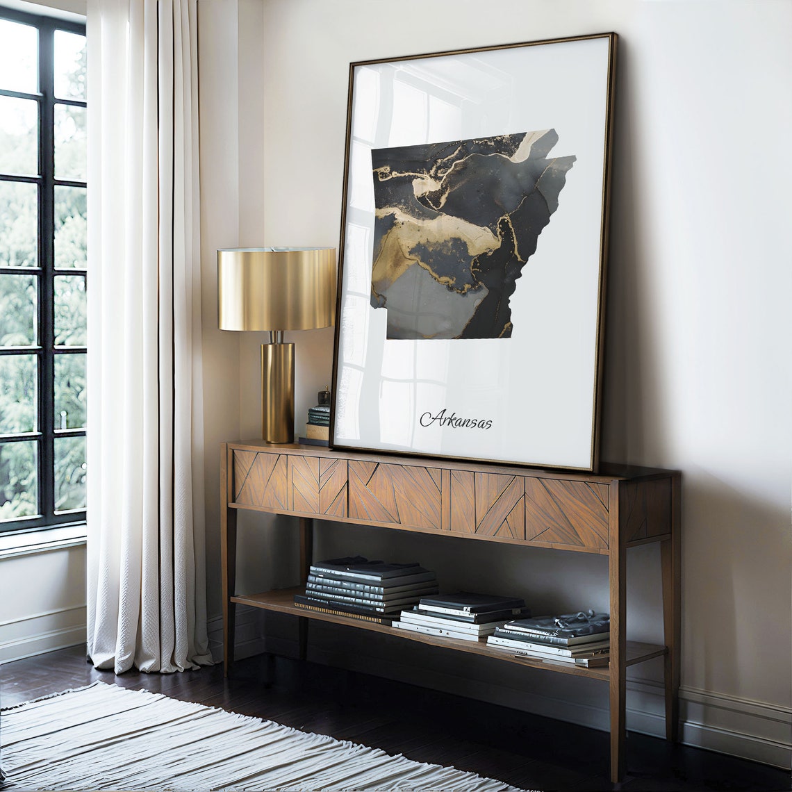 Arkansas Black and Gold Marble State Map Silhouette Minimalist Poster - Image 4