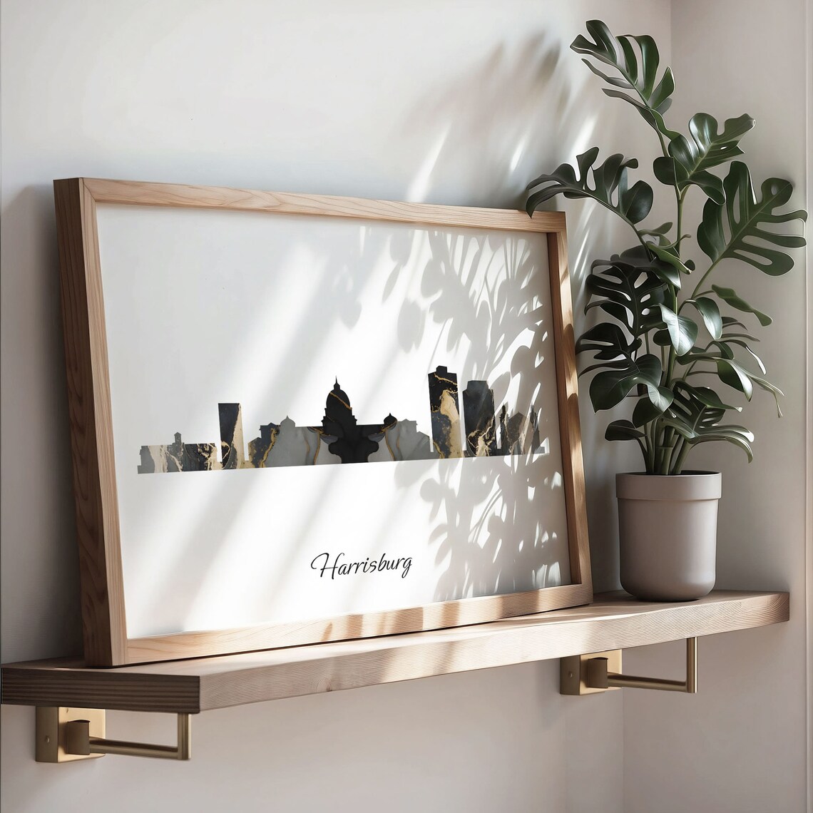 Harrisburg Skyline Print, Marble Cityscape Art Print - Image 3