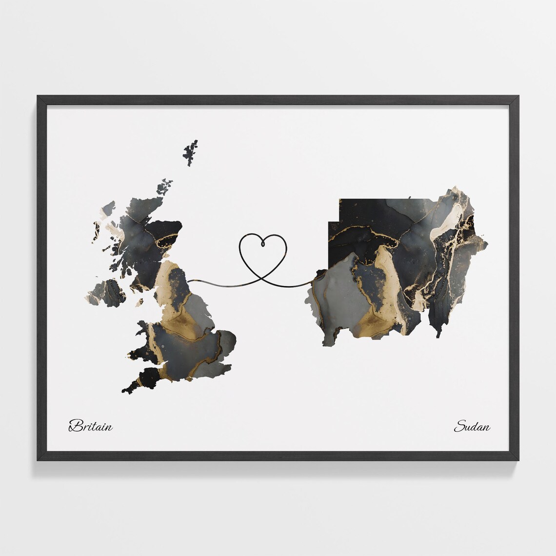 Britain To Sudan Map Print, Long Distance Travel Poster
