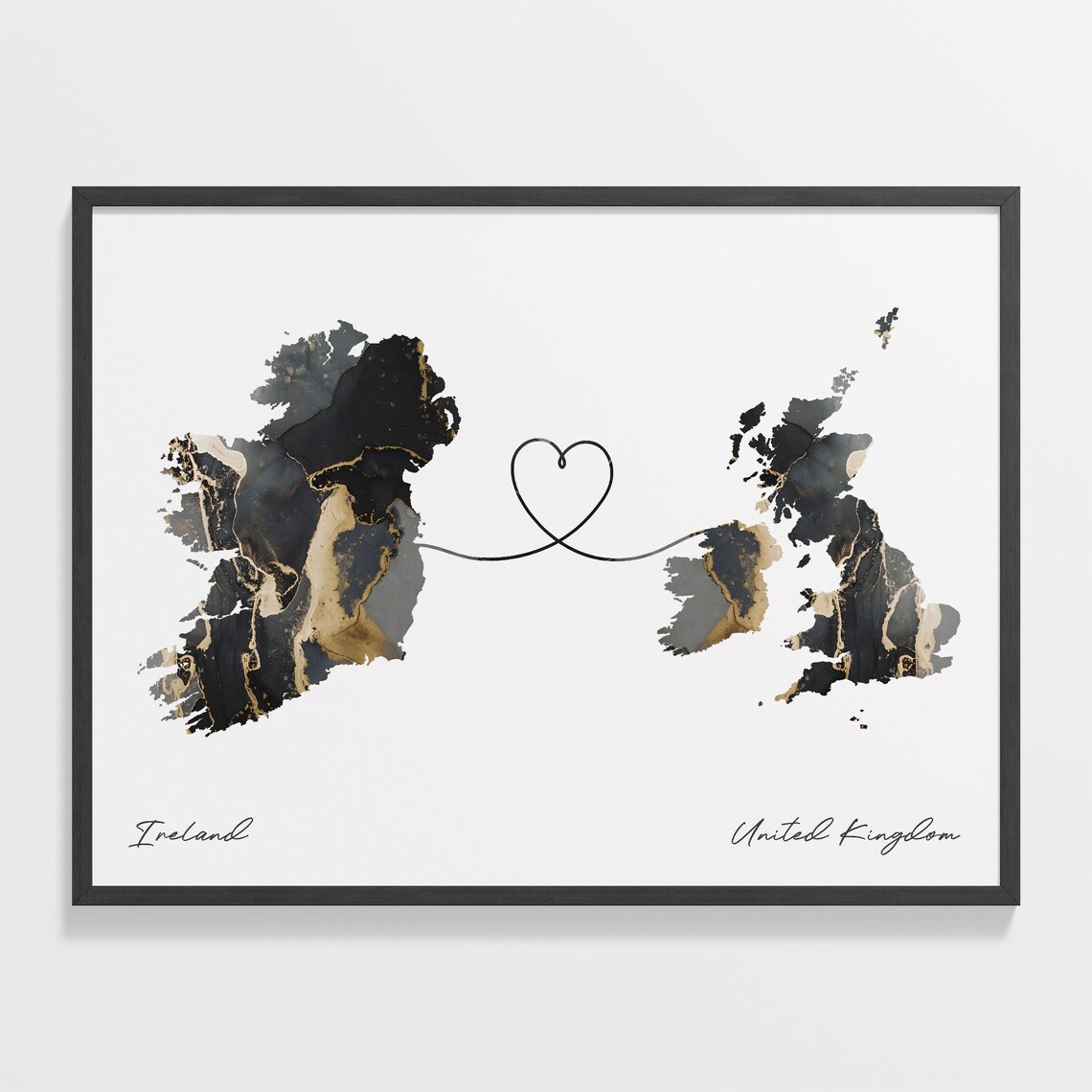 Ireland To United Kingdom Travel Map Art Print