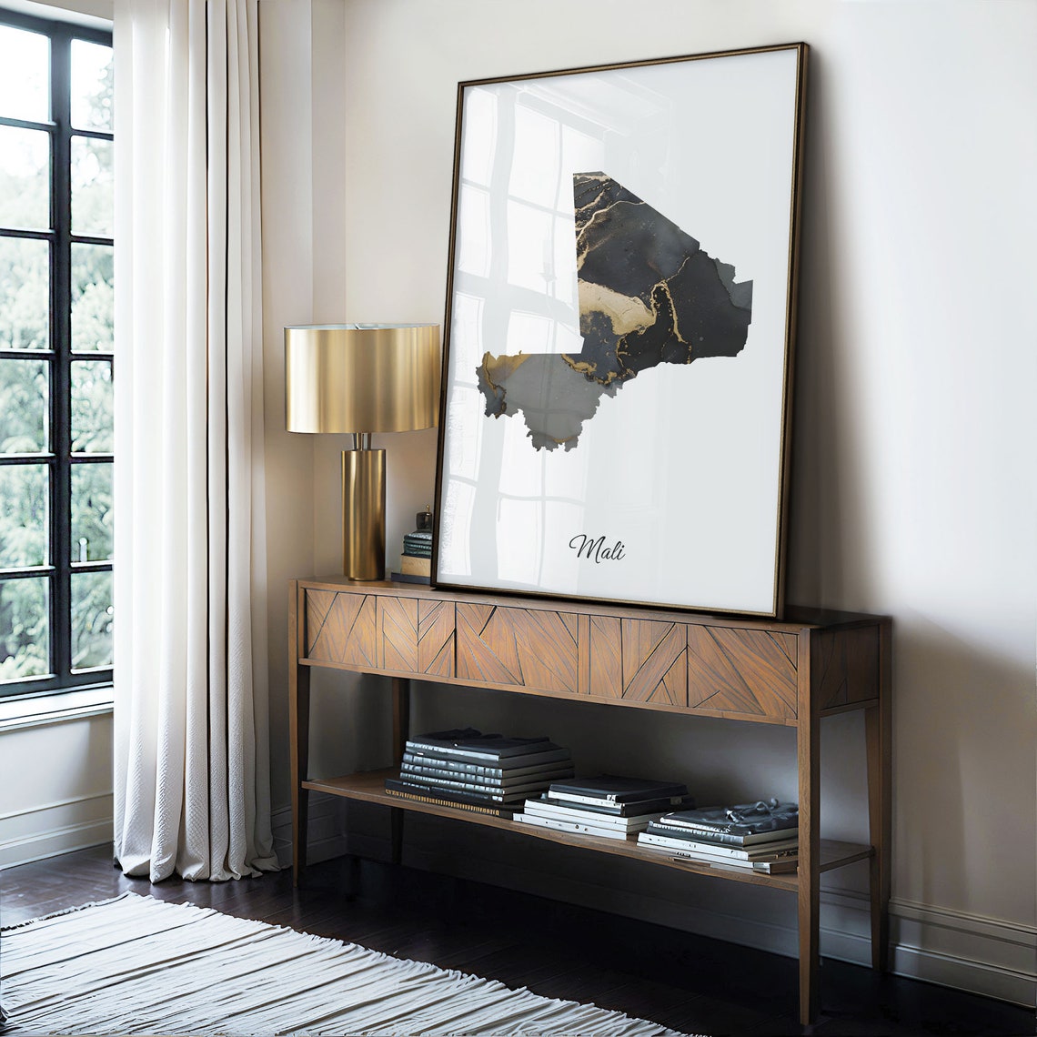 Mali Black and Gold Marble Country Map Silhouette Minimalist Poster - Image 4