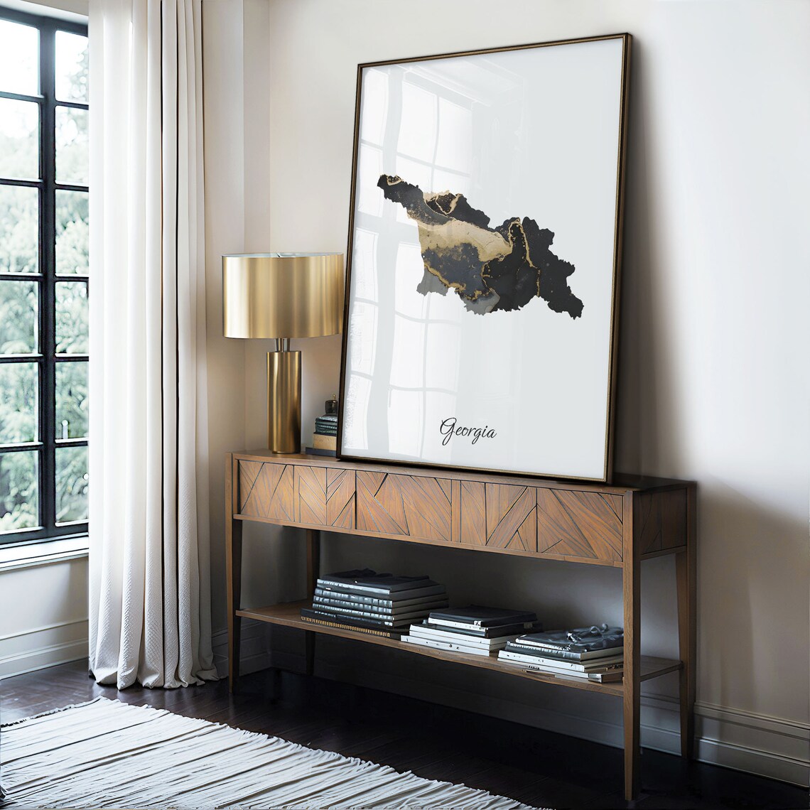Georgia Black and Gold Marble Country Map Elegant Decor Poster - Image 4