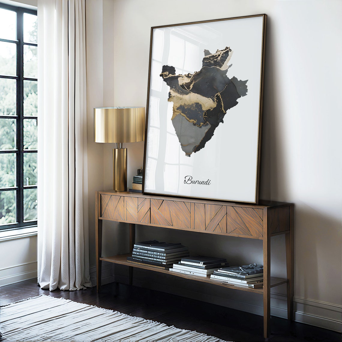 Burundi Country Map Black Gold Marble Beautiful Elegant Art Poster - Image 4