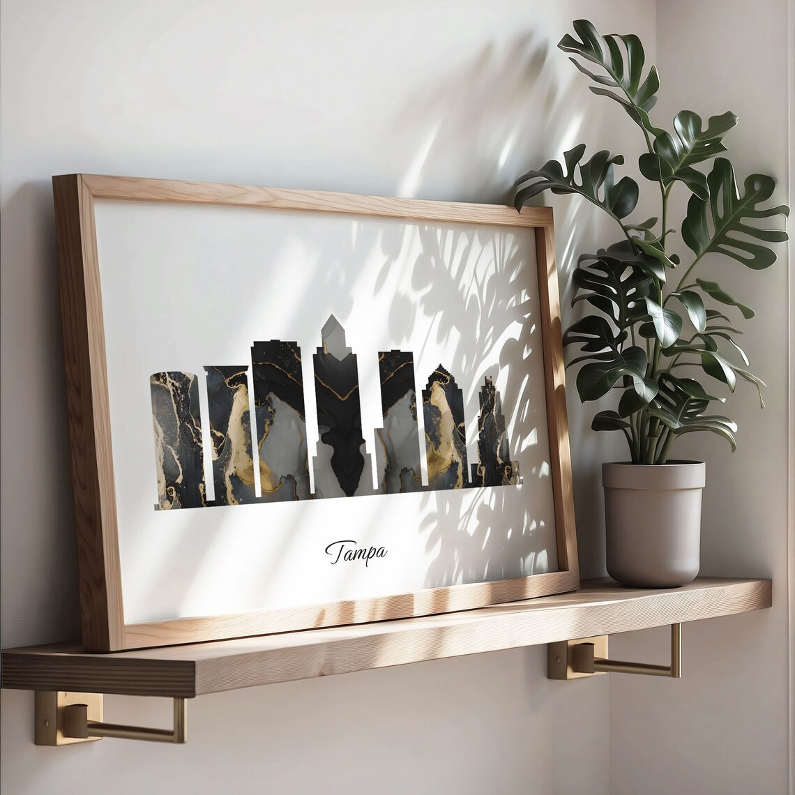 Tampa Black Gold Marble Skyline United States Cityscape Travel Gift Poster - Image 3