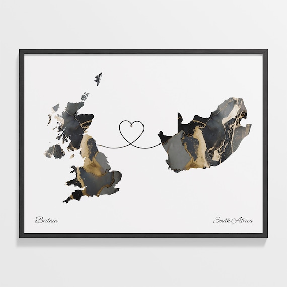 Britain To South Africa Map Poster, Travel Gift