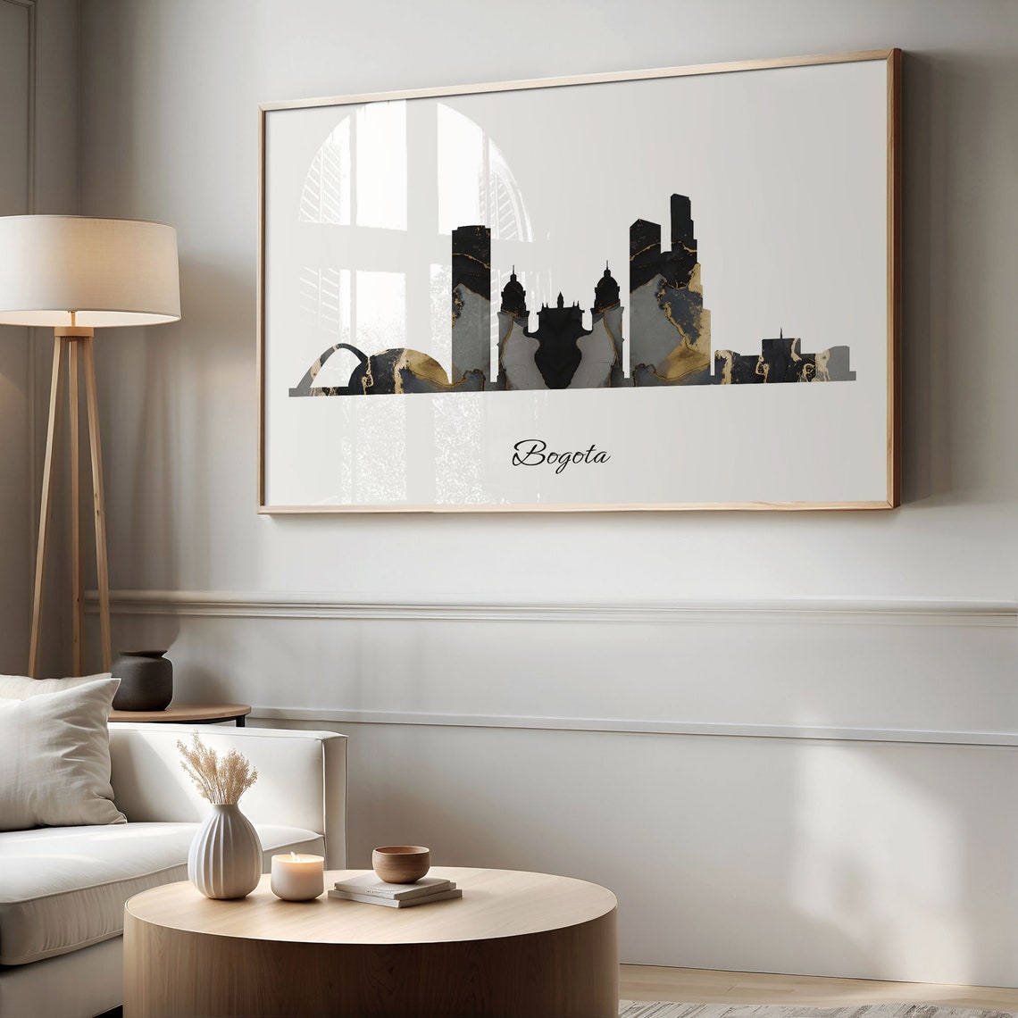 Bogota Luxury Black Gold Marble City Skyline Silhouette Poster - Image 2