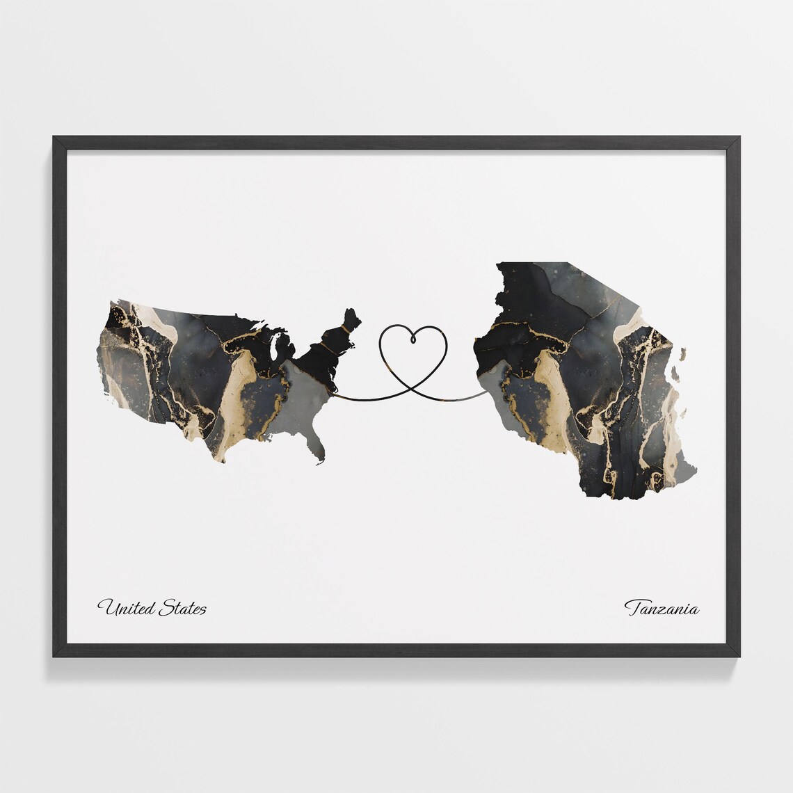 USA to Tanzania Moving Away Map Poster