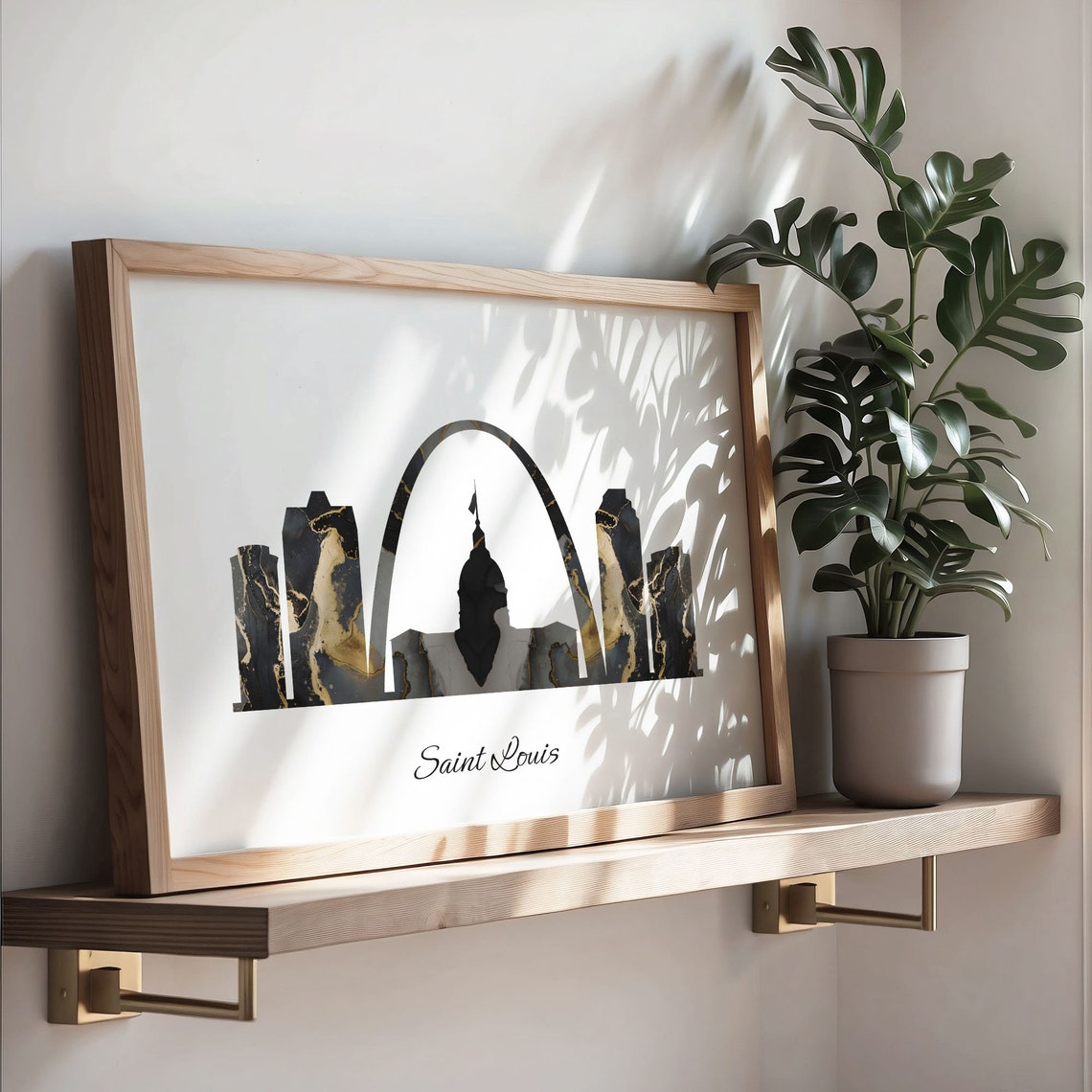 Saint Louis Luxury Black Gold Marble City Skyline Silhouette Poster - Image 3