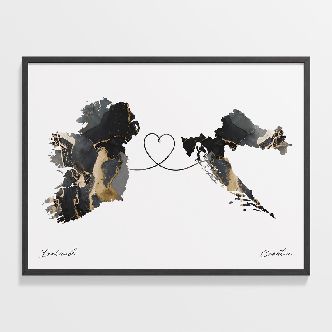 Ireland to Croatia Map Travel Poster, Volunteer Gift