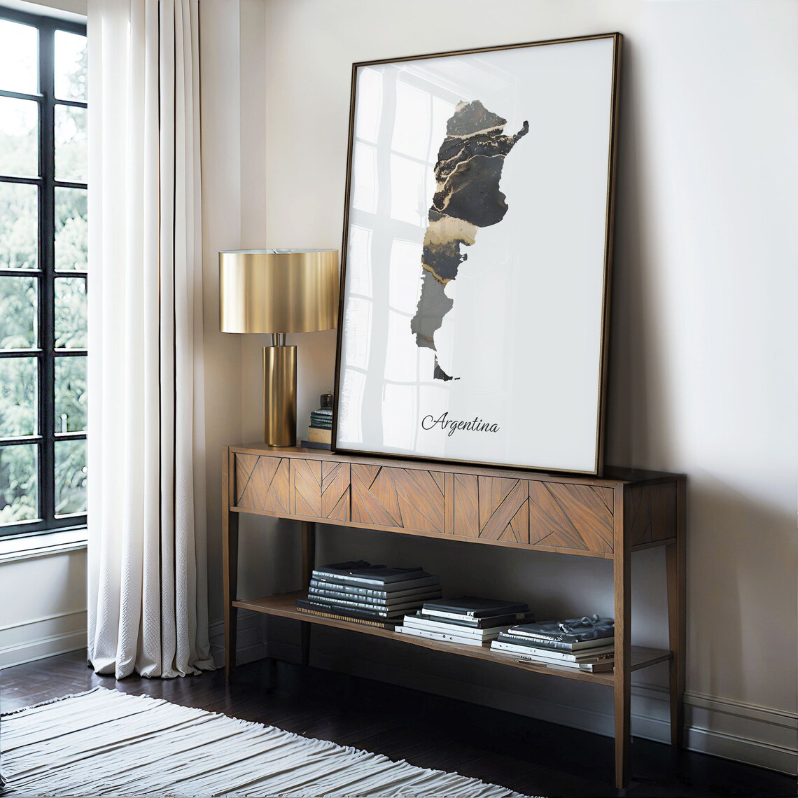 Argentina Map Art Print, Elegant Black And Gold - Image 4
