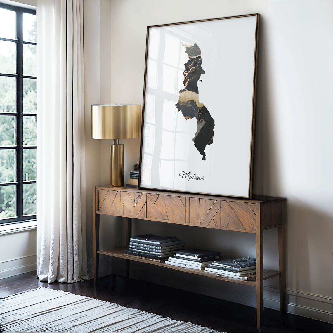 Malawi Black and Gold Marble Country Map Elegant Decor Poster - Image 4
