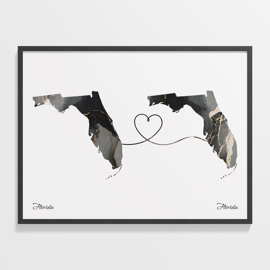 Florida Florida Marble State Map Poster Long Distance Couples Gift