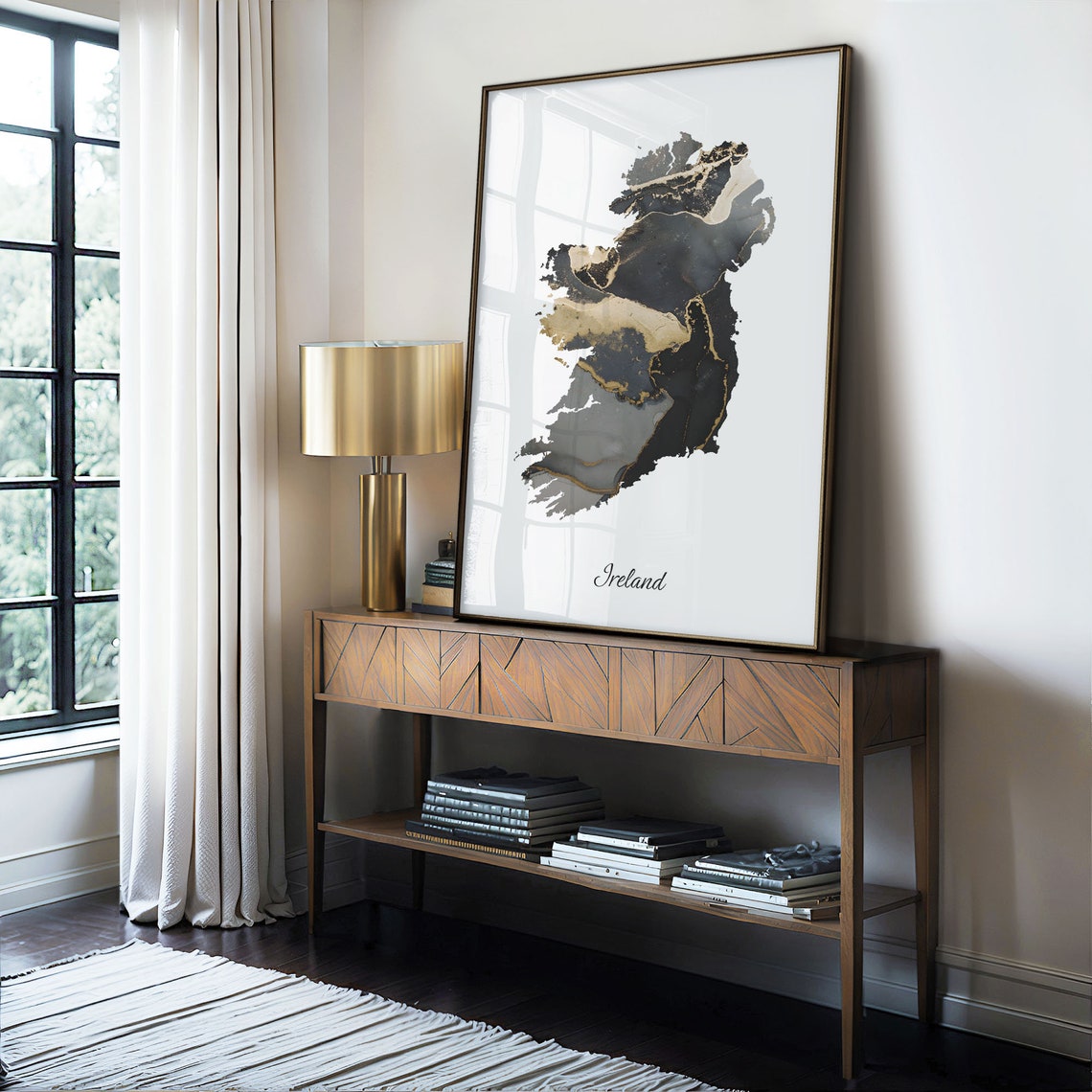 Ireland Black Gold Marble Country Map Poster Wall Decor Gift - Image 4