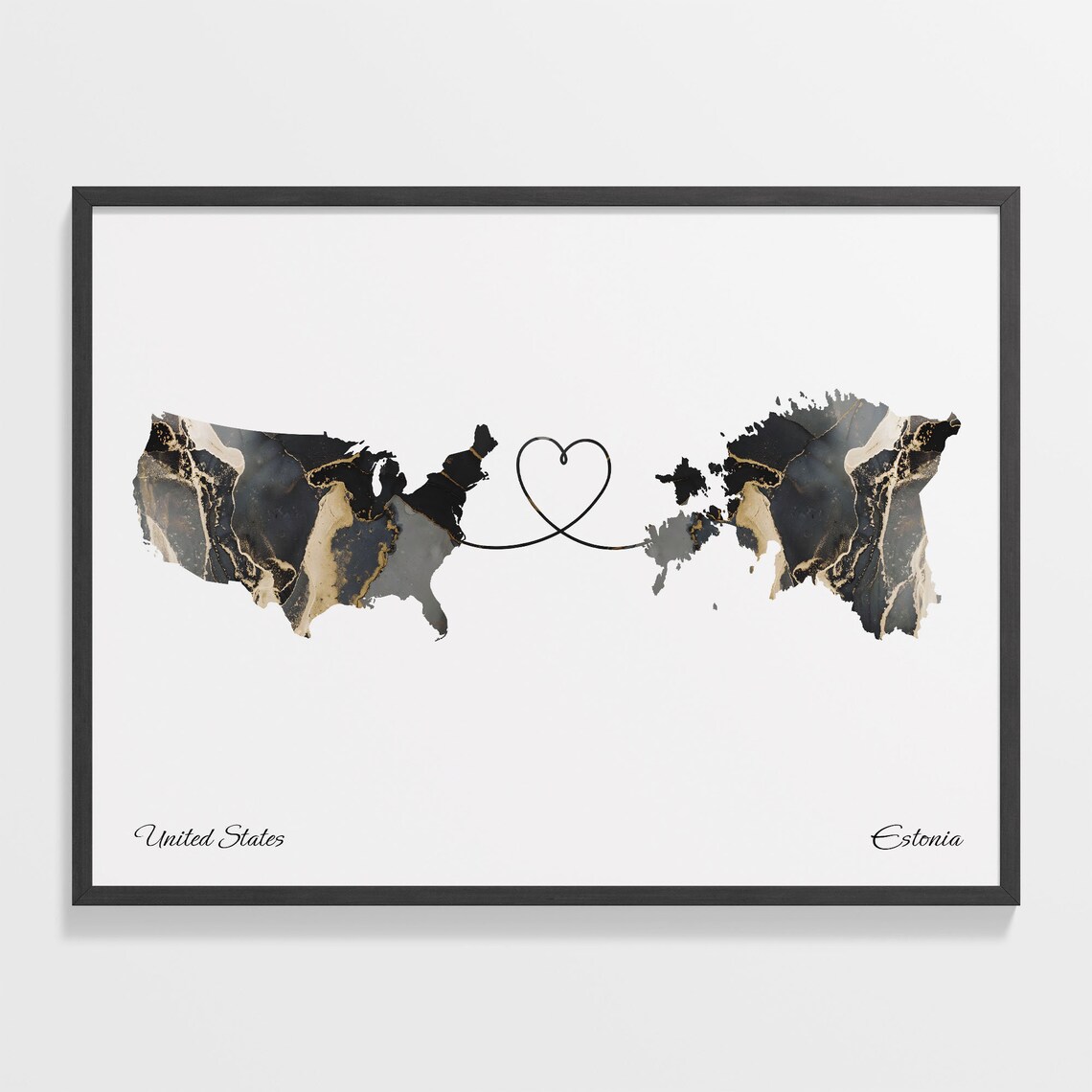 USA to Estonia Map Print, Welcome Home Wall Art