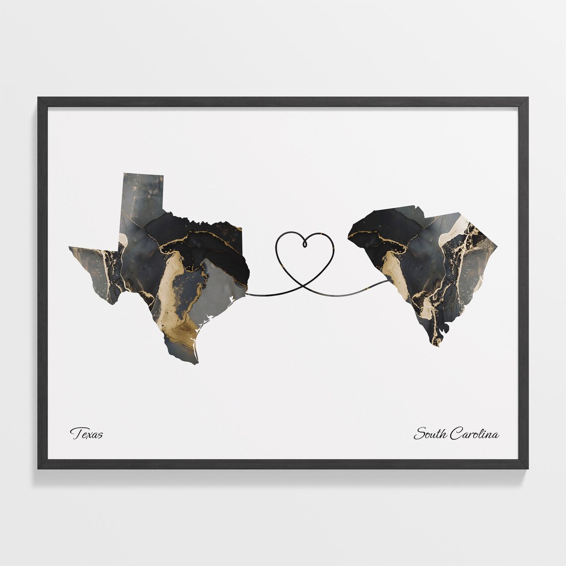 Texas to South Carolina Map Travel Poster