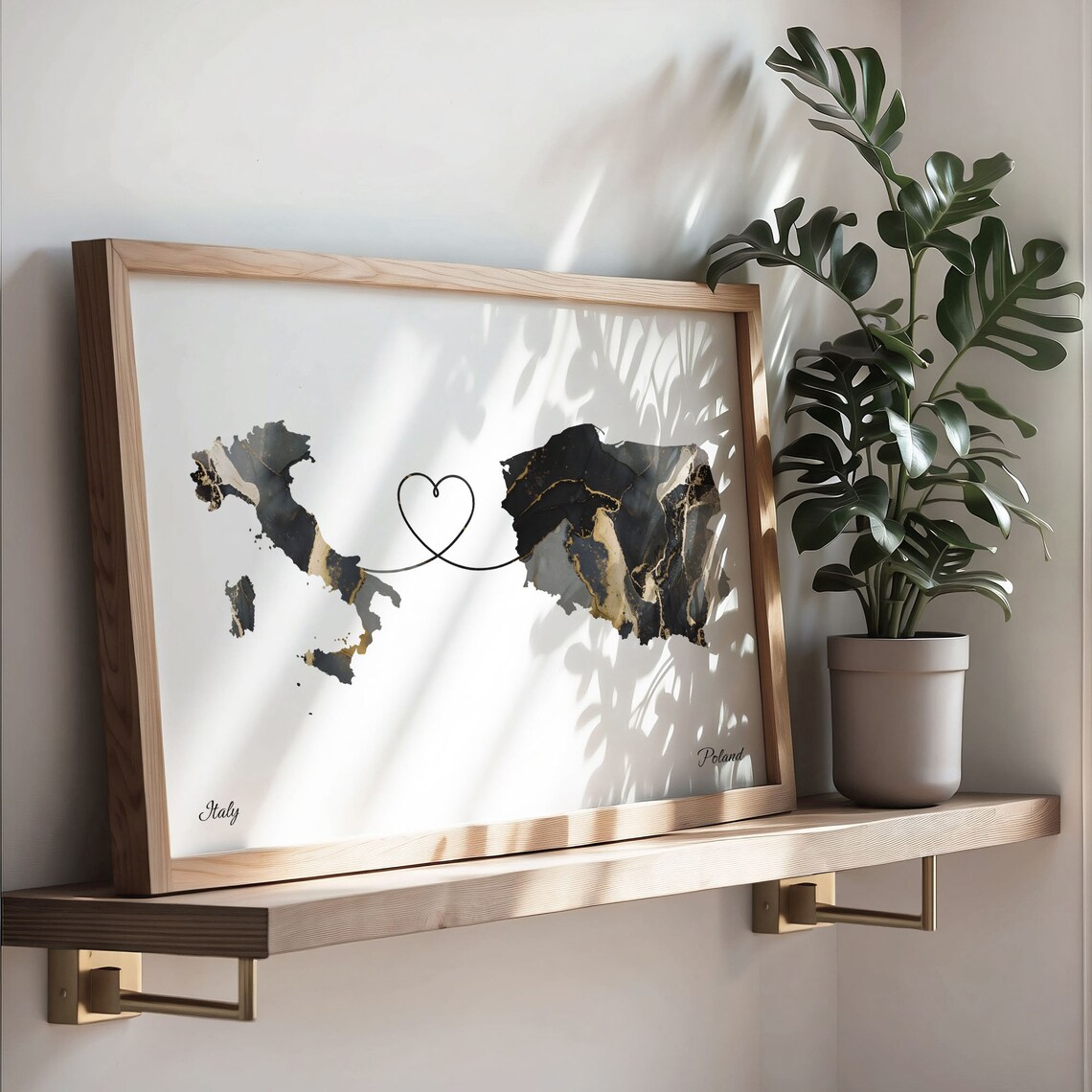 Italy To Poland Map Poster, Travel Art Print - Image 3