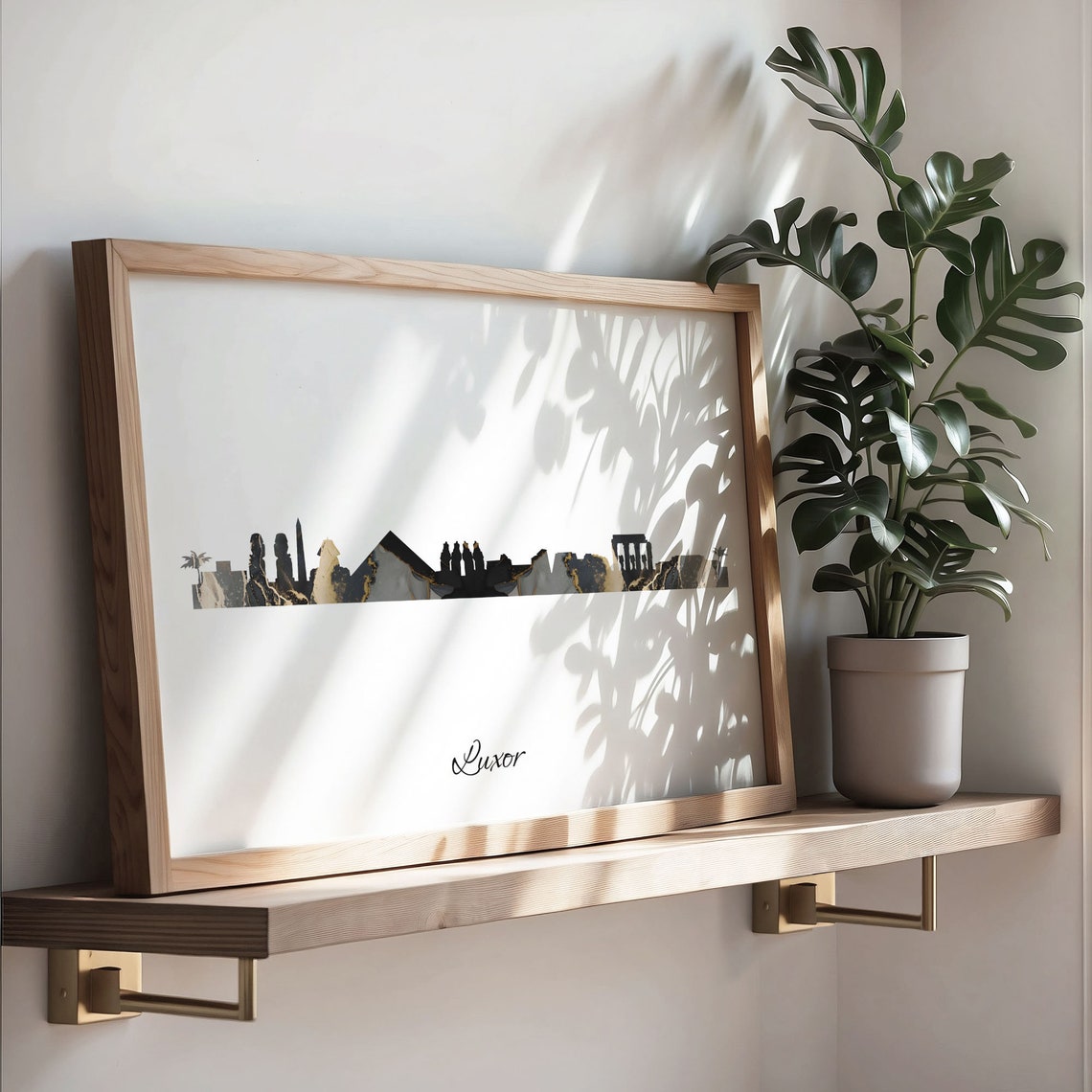 Luxor Black Marble Skyline Pyramid Sphinx Poster Modern Cityscape Art - Image 3