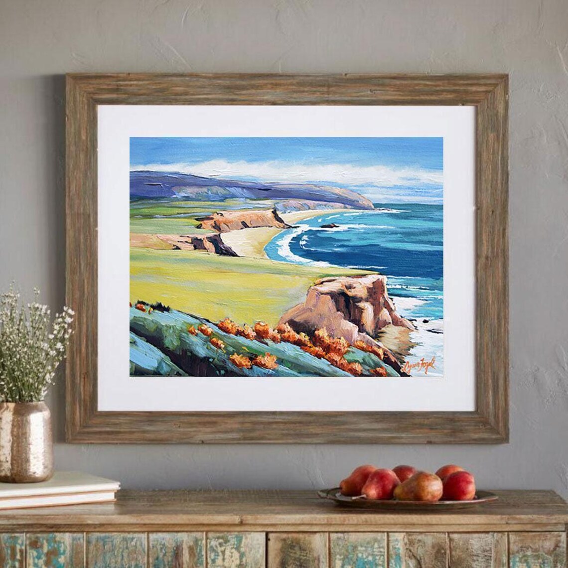 Monterey California Golden Meadow Cliff Bay View Travel Poster - Image 5