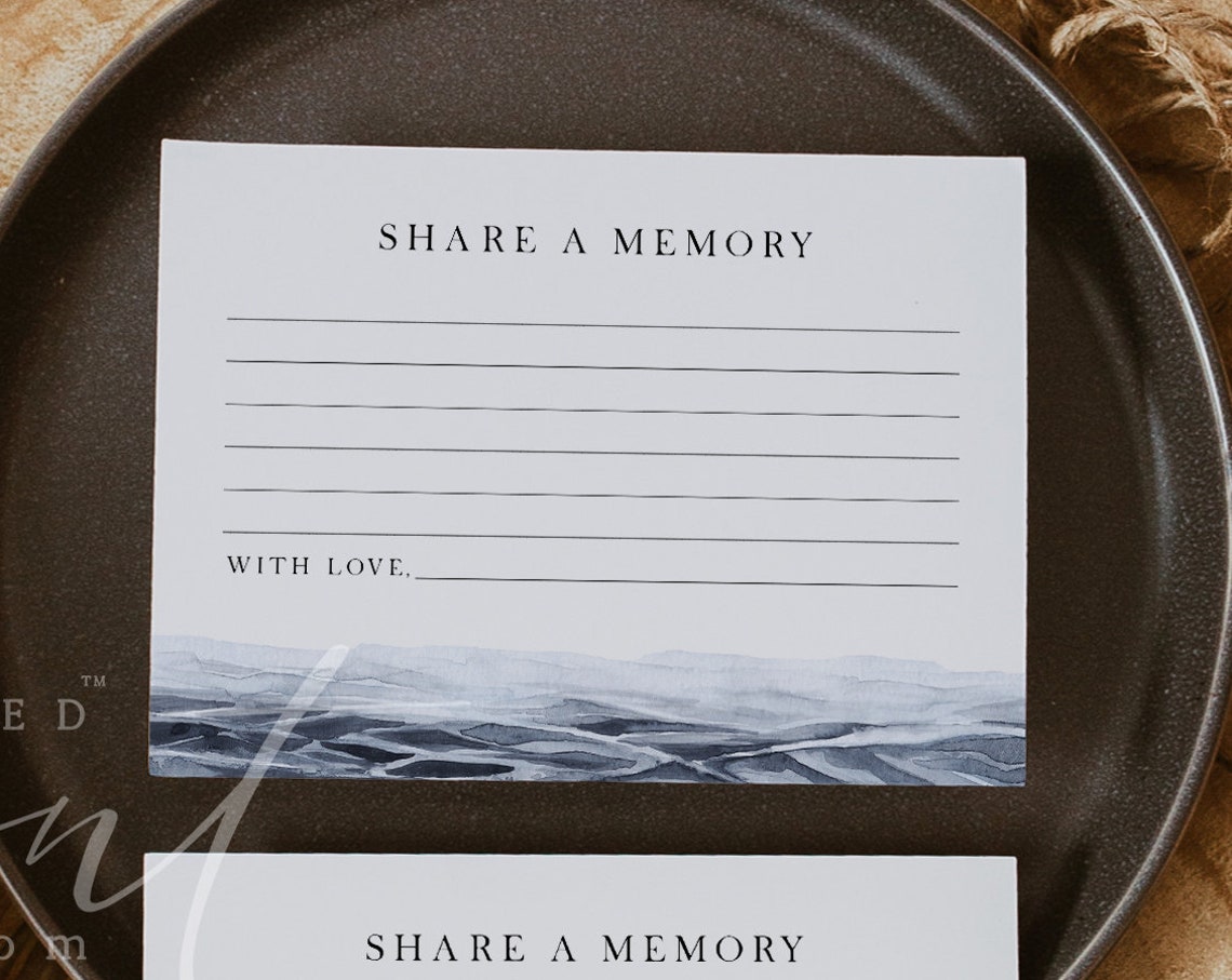 Ocean Share a Memory Memorial Card Template Printable Poster - Image 3