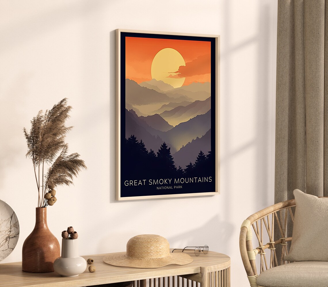 Great Smoky Mountains National Park Sunset Layers Retro Poster - Image 4