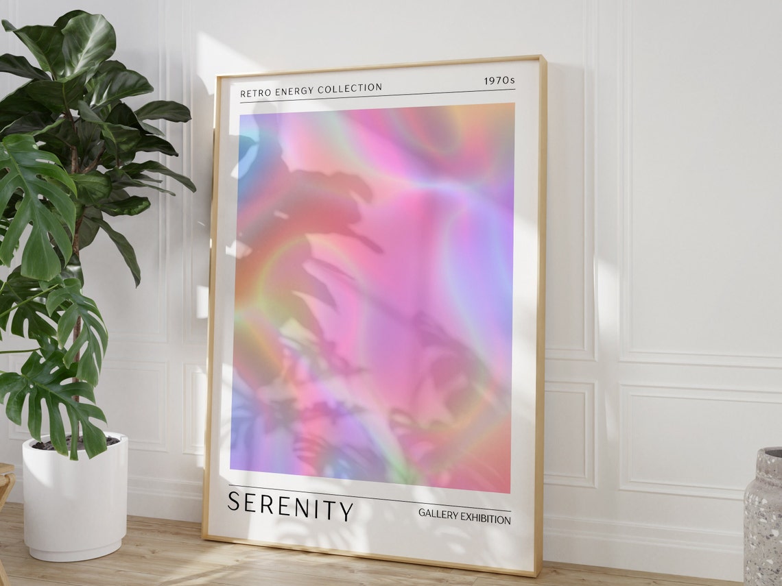 Serenity Pastel Rainbow Aura Gradient Retro Energy 1970s Art Poster - Image 3