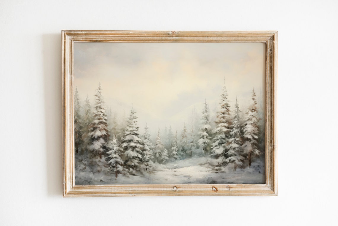 Misty Snow Covered Evergreen Forest Winter Landscape Scene Poster - Image 4