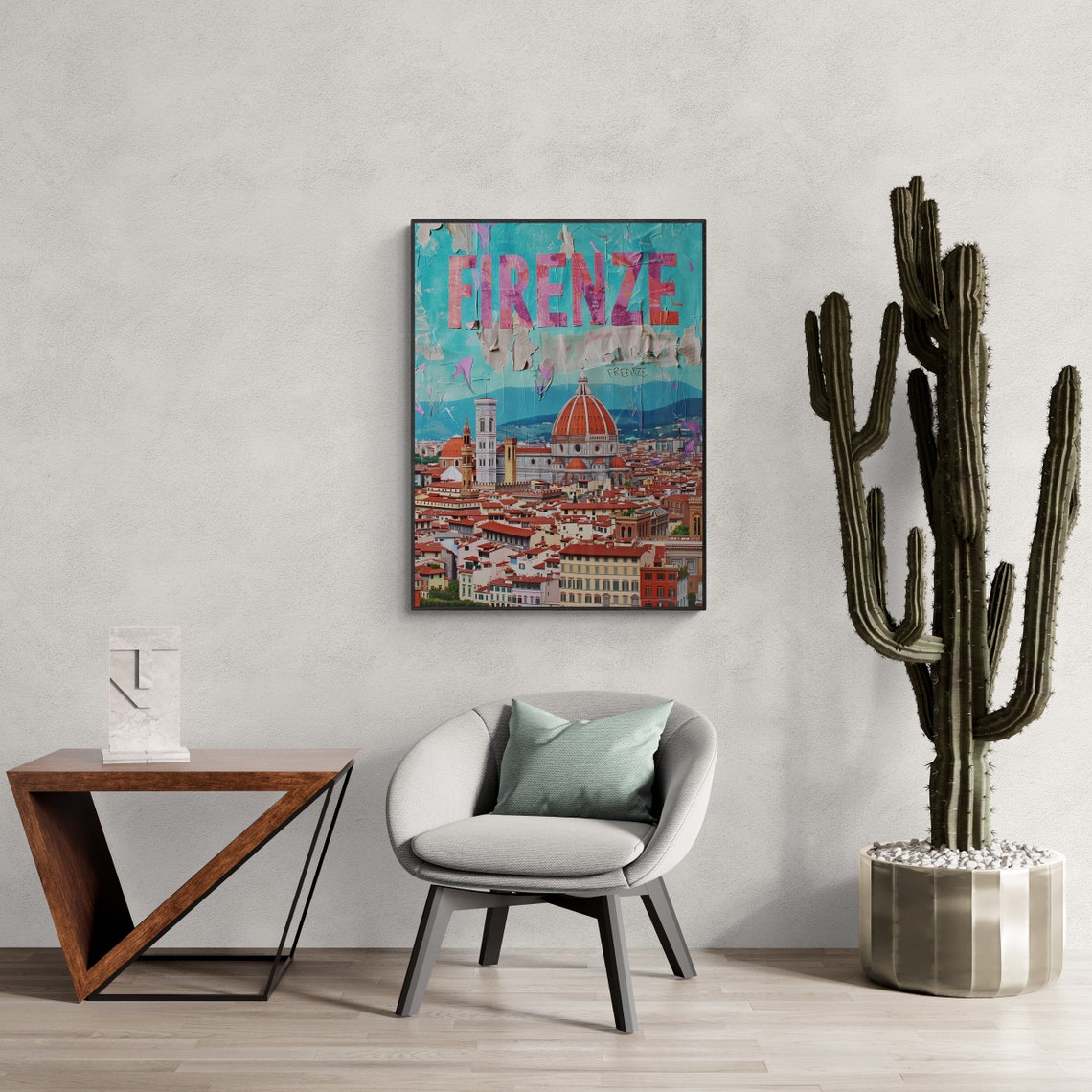 Firenze Florence Duomo Red Dome Rooftops Torn Paper Travel Poster - Image 5