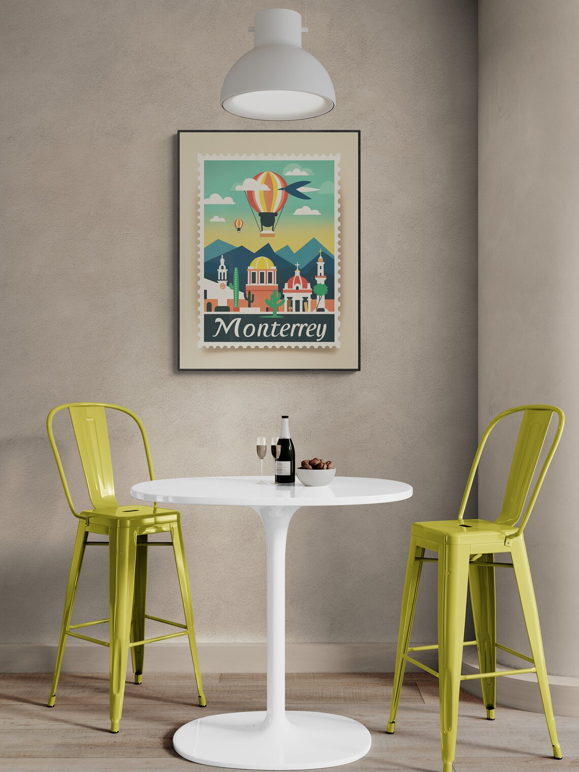 Monterrey Mexico Vintage Postage Stamp City Skyline Travel Poster - Image 4