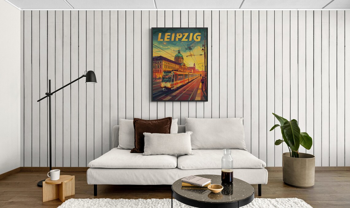 Leipzig Tram Street Historic Church Sunset Retro Travel Poster - Image 4