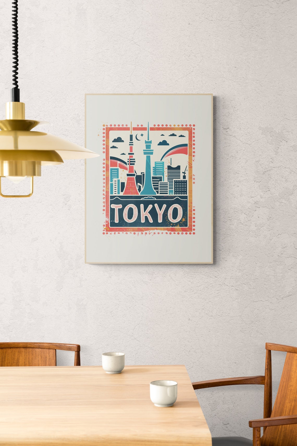 Tokyo Japan Towers Skyline Night Vintage Style Travel Poster - Image 4