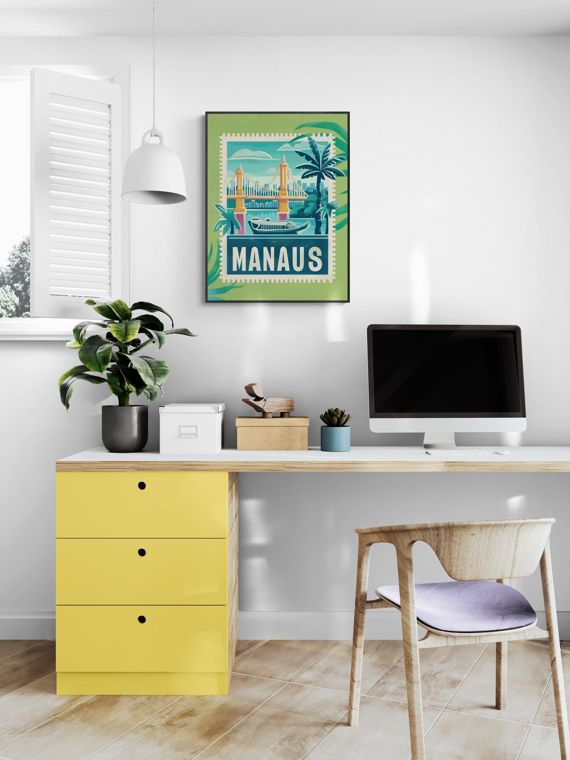 Medellin City Bus Skyline Framed Vintage Travel Stamp Poster - Image 4