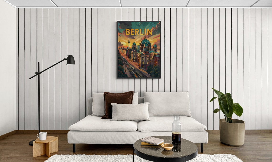 Berlin Cathedral Sunset River Boat Retro Germany Travel Poster - Image 5