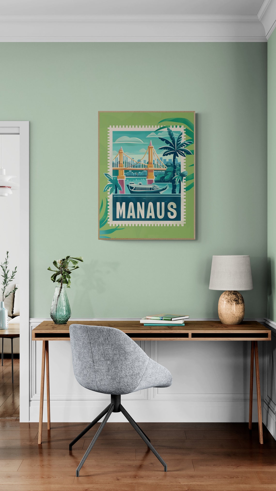 Medellin City Bus Skyline Framed Vintage Travel Stamp Poster - Image 5