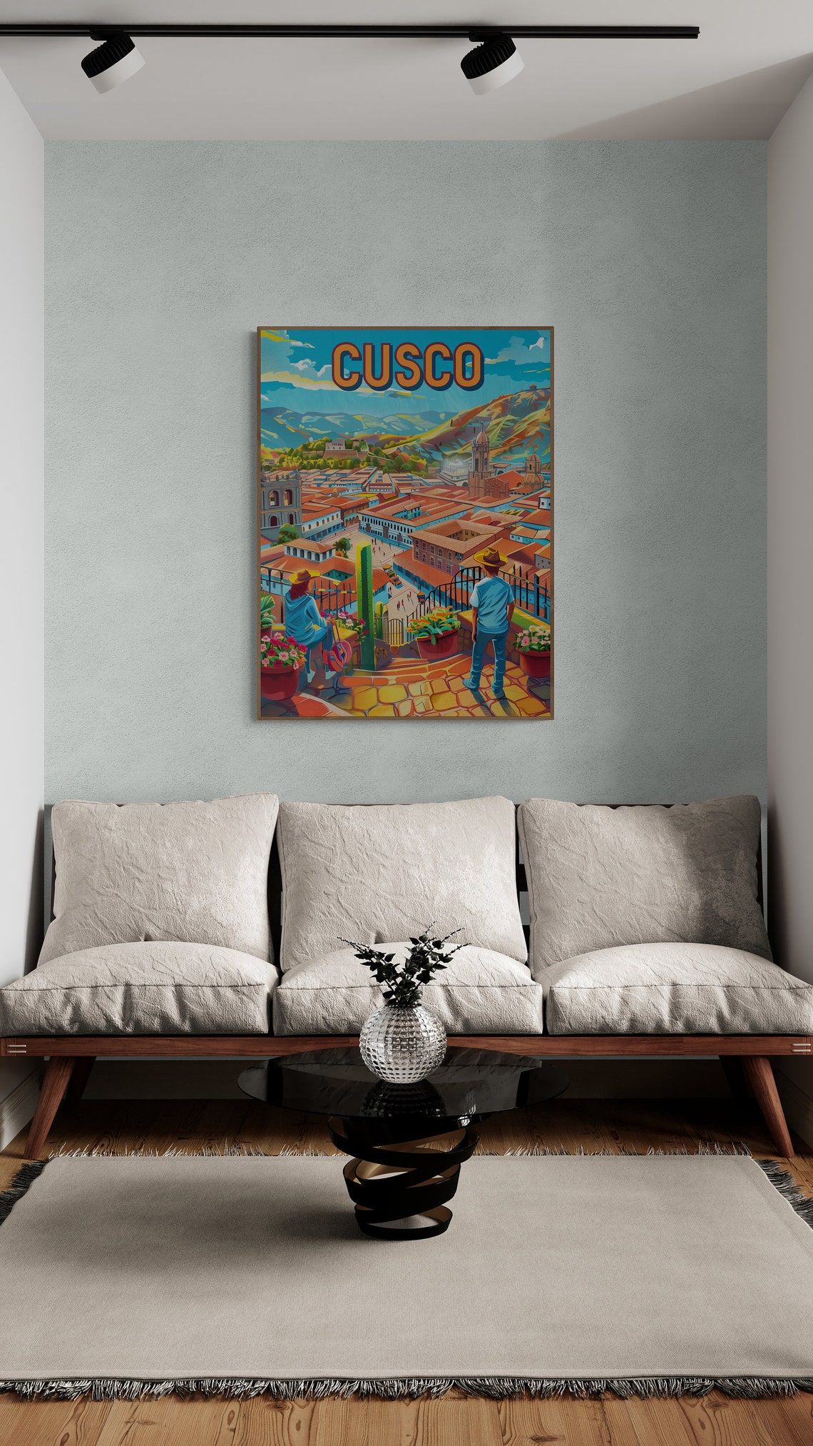 Cusco Old Town Overlook Red Roofs Peru Vintage Travel Poster - Image 4