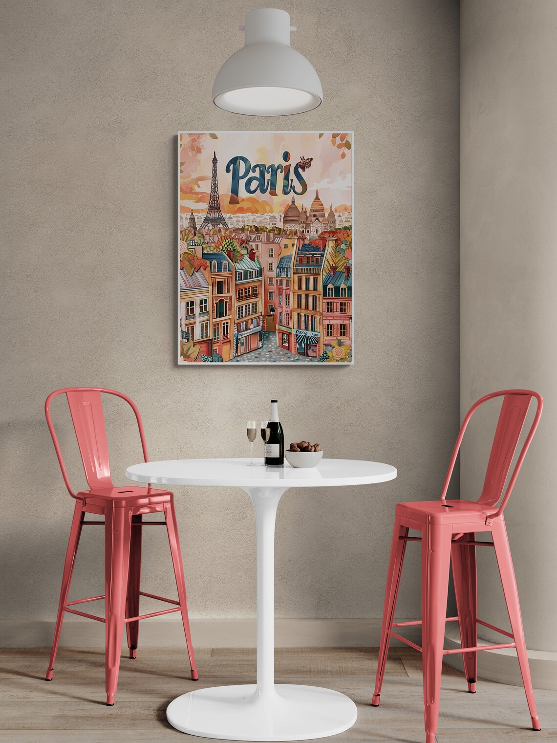 Paris Eiffel Tower Sacre Coeur Autumn Watercolor France Travel Poster - Image 4