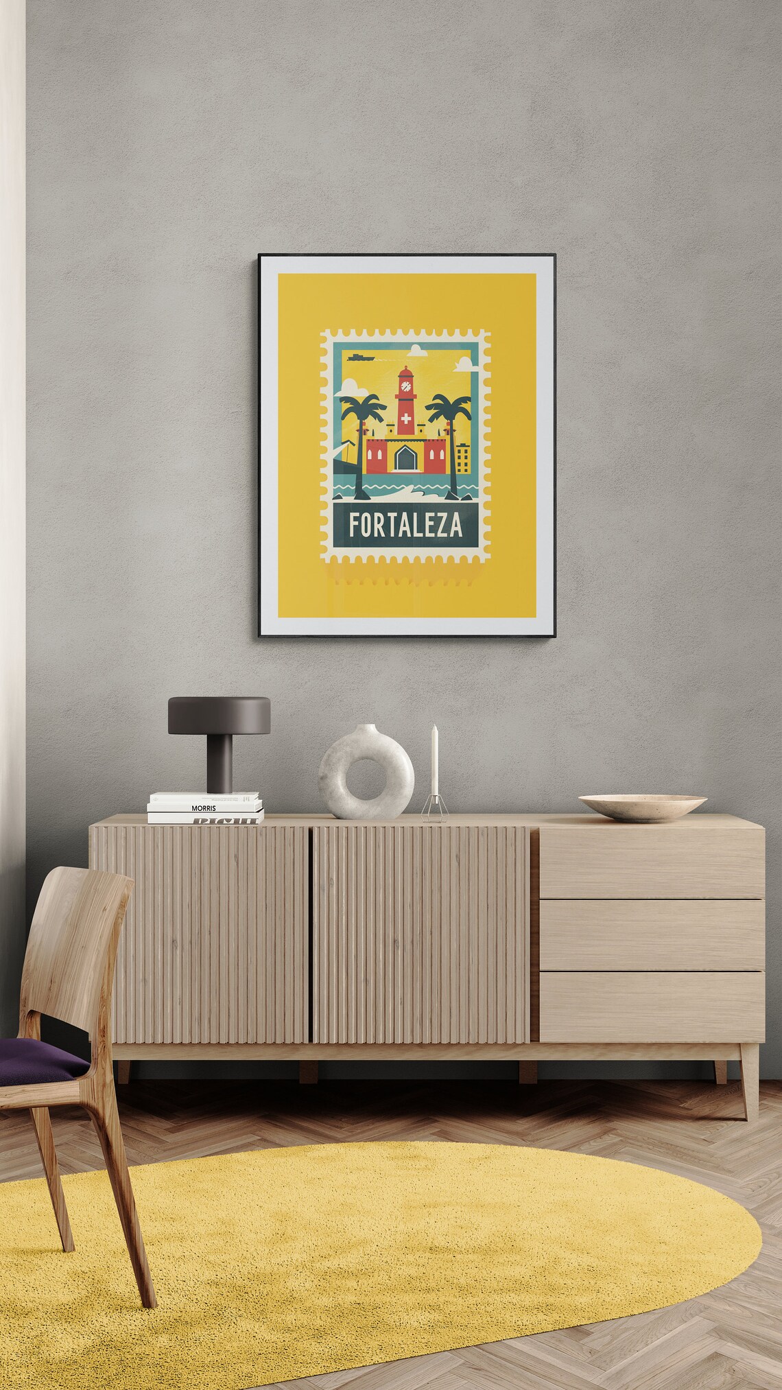 Fortaleza Brazil Church Palms Vintage Travel Stamp Style Poster - Image 5