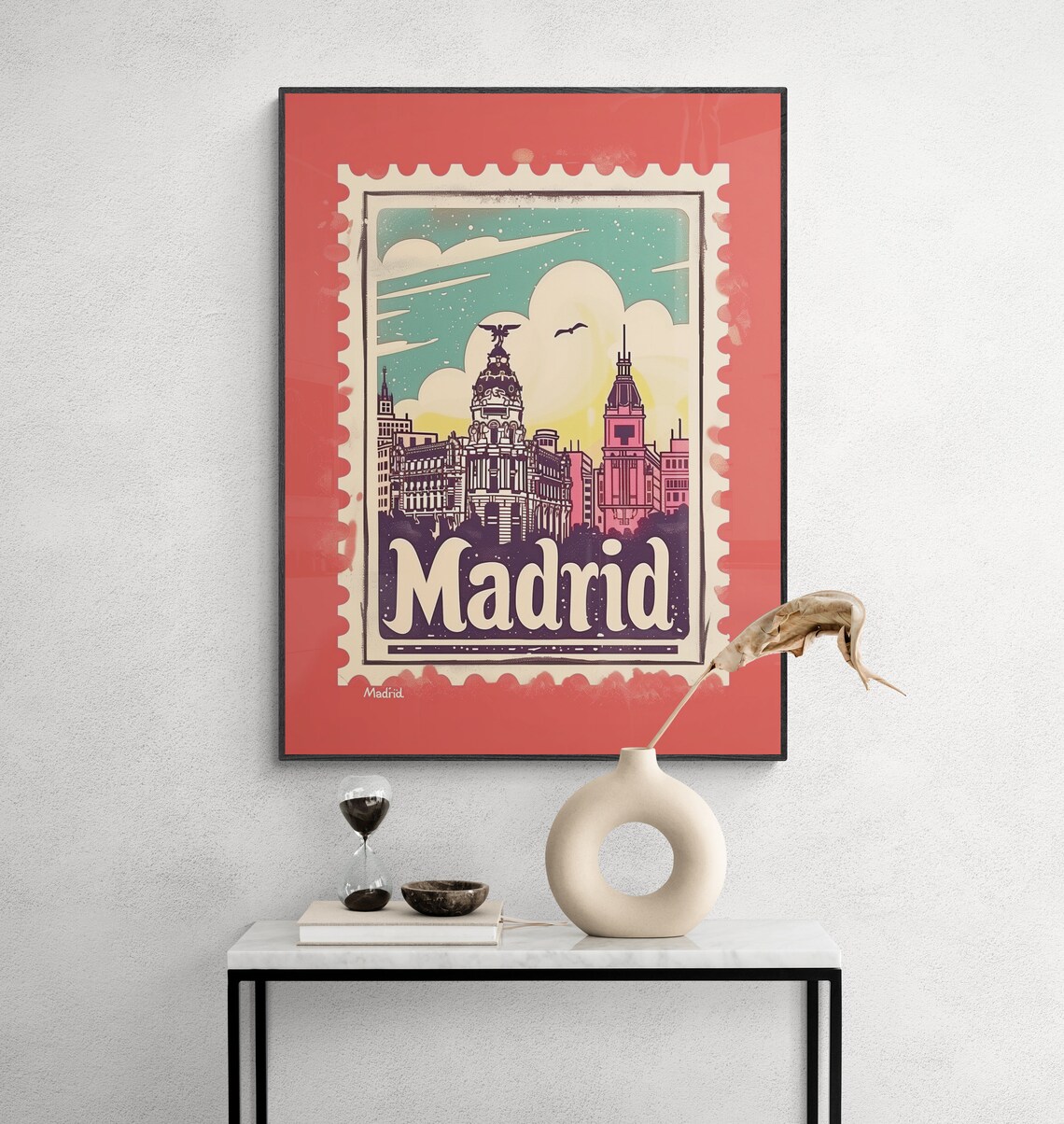 Madrid Spain Historic Landmark Evening Retro Stamp Travel Poster - Image 4